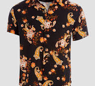 Long Sleeve Regular Fit Button Down- Japanese Fish Pattern