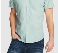 Short Sleeve Regular Fit Button Down- Pistachio