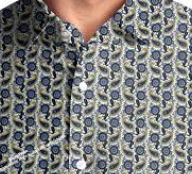 Long Sleeve Button Down Men’s Shirt Cotton 100%- Green Floral Pattern