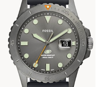 Fossil Blue Three-Hand Date Gray Silicone Watch