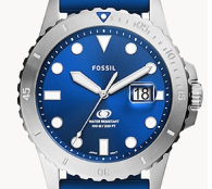 Fossil Blue Three-Hand Date Blue Silicone Watch
