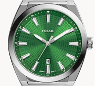 Three-Hand Stainless Steel Watch- Green