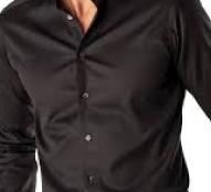 Long Sleeve Button Down Men’s Shirt Polyester 100%- Solid Black